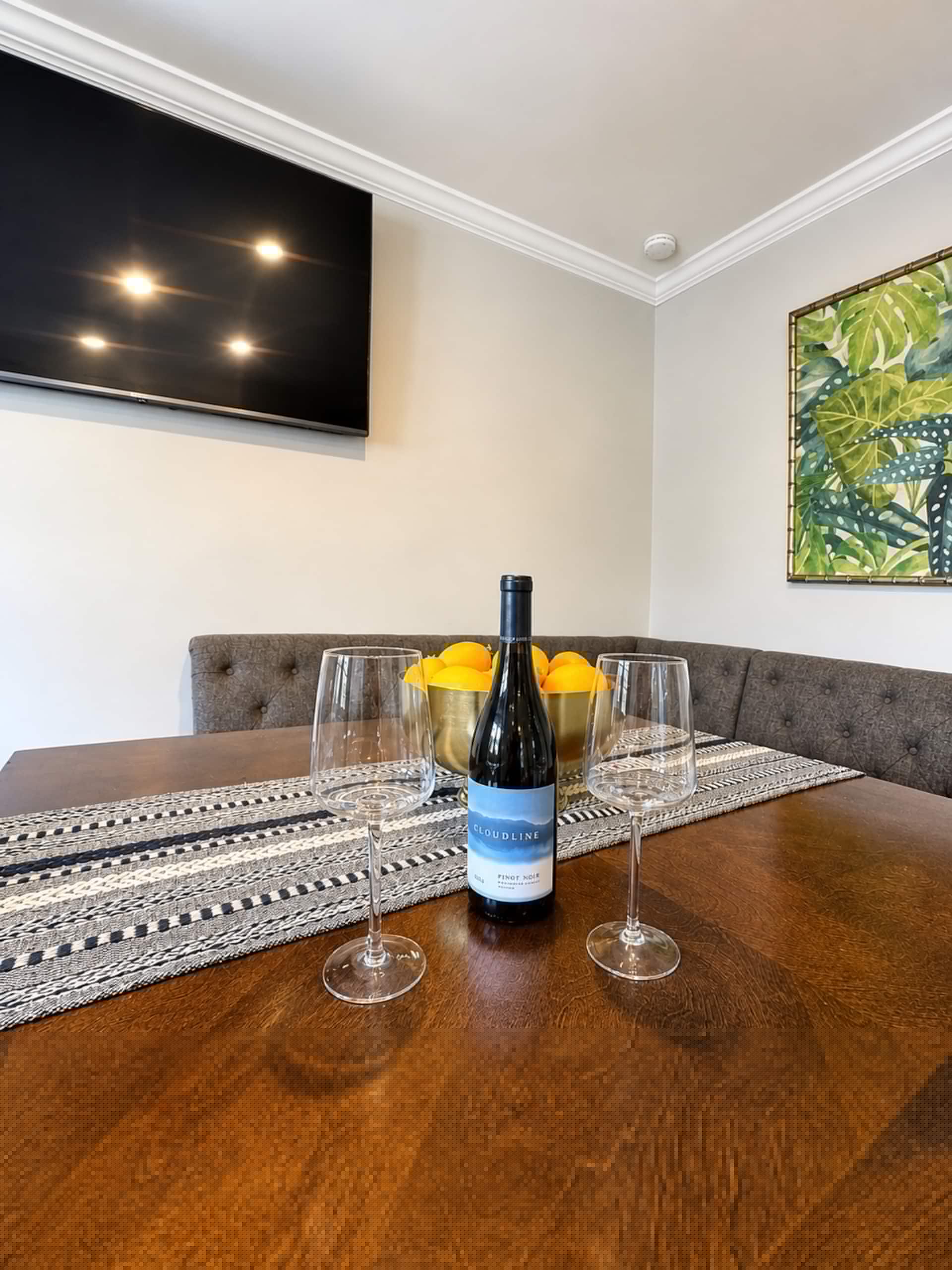 Wine on the dining table in McMinnville