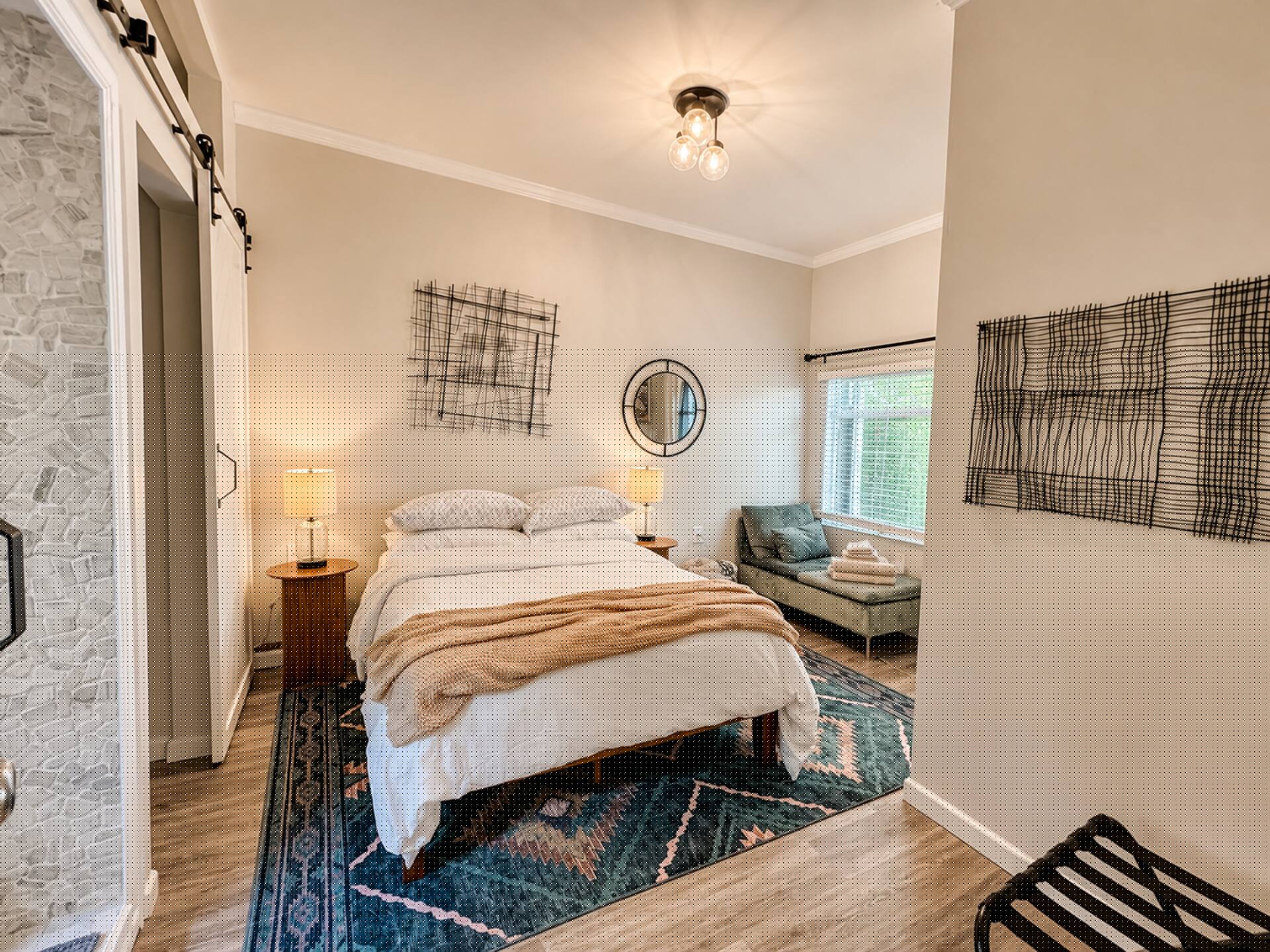 Bedroom with barn door